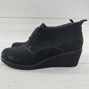 Dansko Cadee Womens 39 8.5-9 Black Suede Leather Wedge Lace Up Bootie Comfort